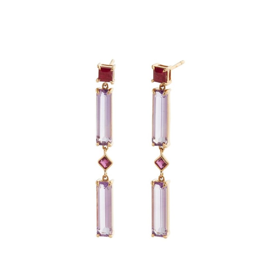 Jewelry YI Collection | Cascade Earrings - Ruby And Amethyst