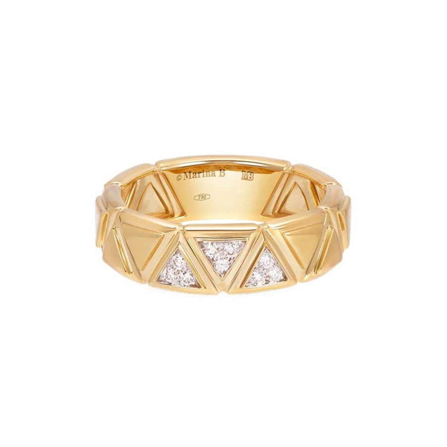 Jewelry Marina B | Three Pave Diamond Triangolini Ring