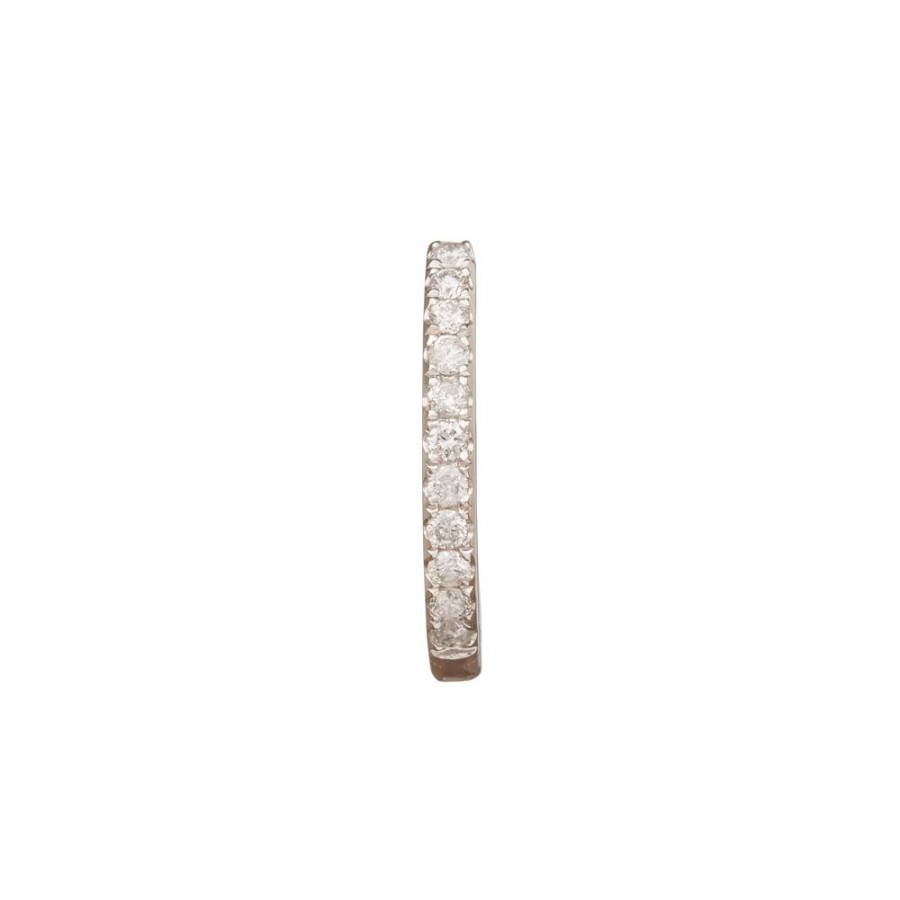 Jewelry Trouver | Half Paved Huggie 9.5Mm - White Gold