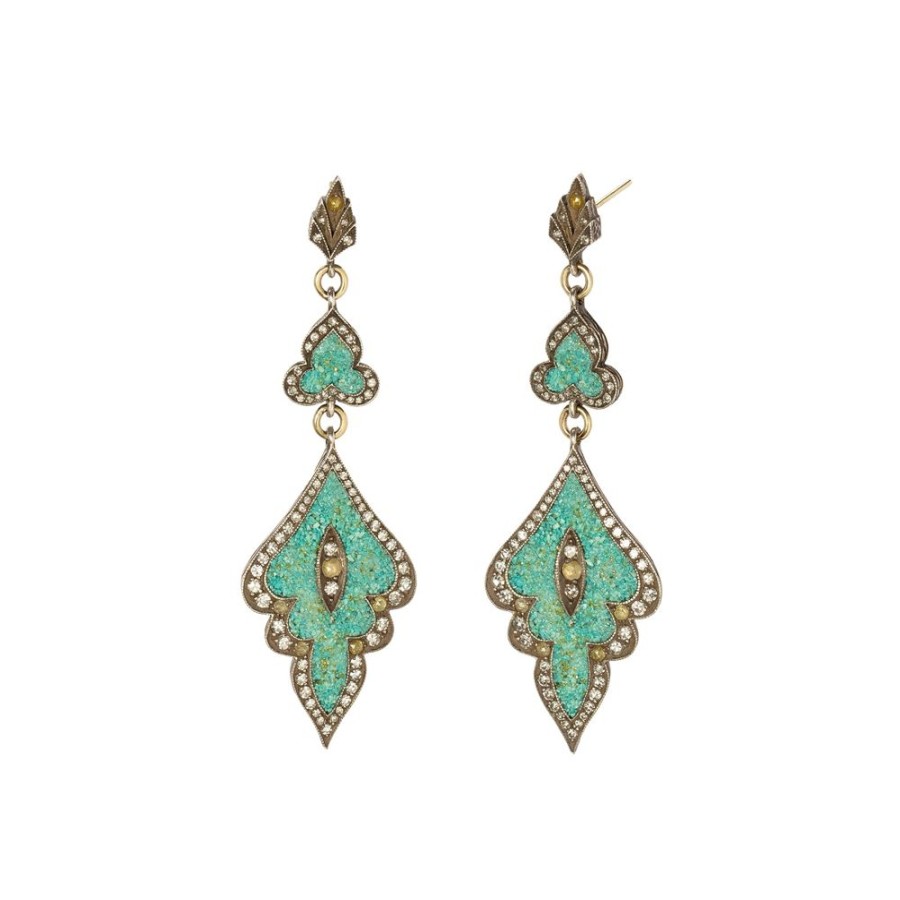 Jewelry Sevan Bıçakçı | Linear Turquoise Dragonfly & Mosaic Earrings