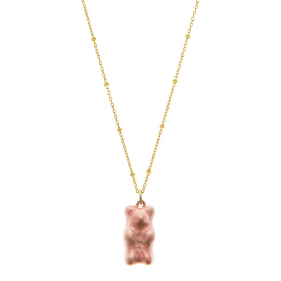 Jewelry Maggoosh | Gummy Pendant Necklace - Bubblegum & Dotted Gold