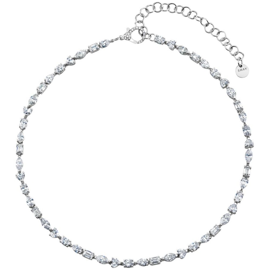 Jewelry SHAY | Mini Mixed Diamond Tennis Necklace - White Gold