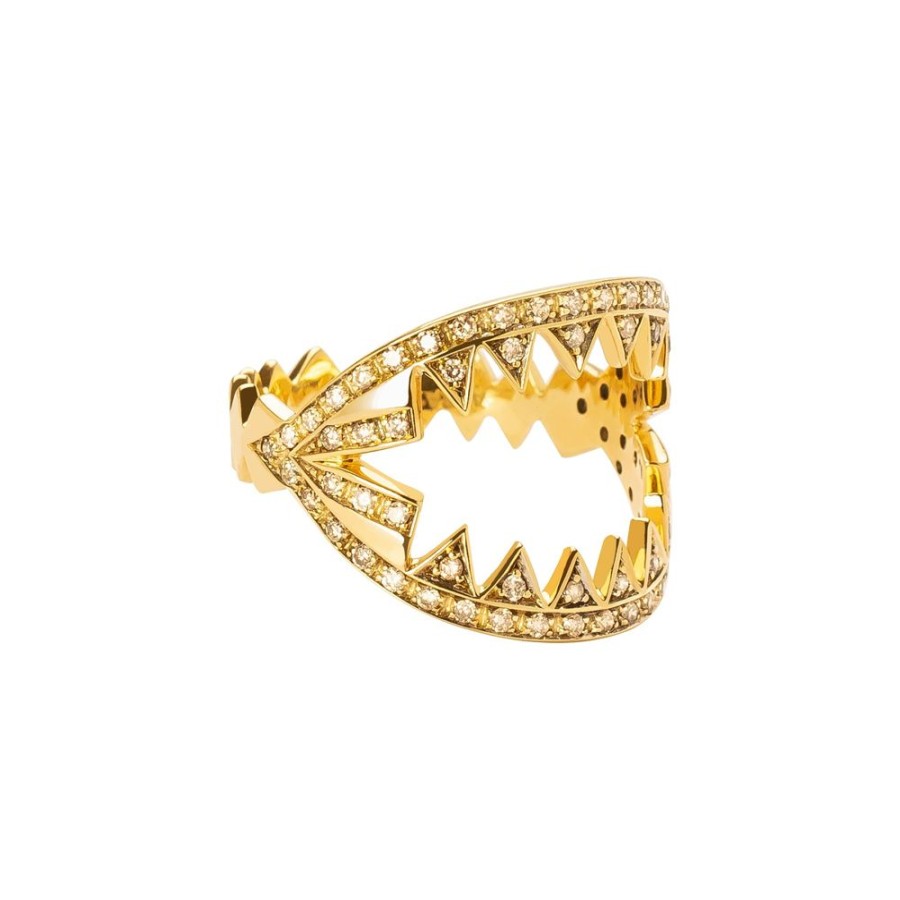 Jewelry Ara Vartanian | Zig Zag Brown Diamond Ring - Yellow Gold