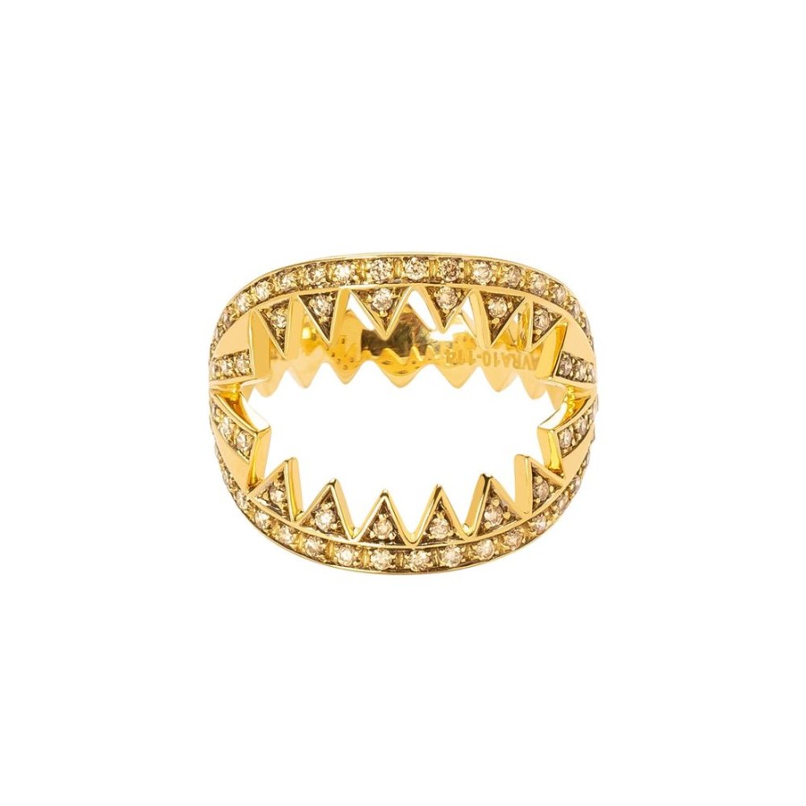 Jewelry Ara Vartanian | Zig Zag Brown Diamond Ring - Yellow Gold