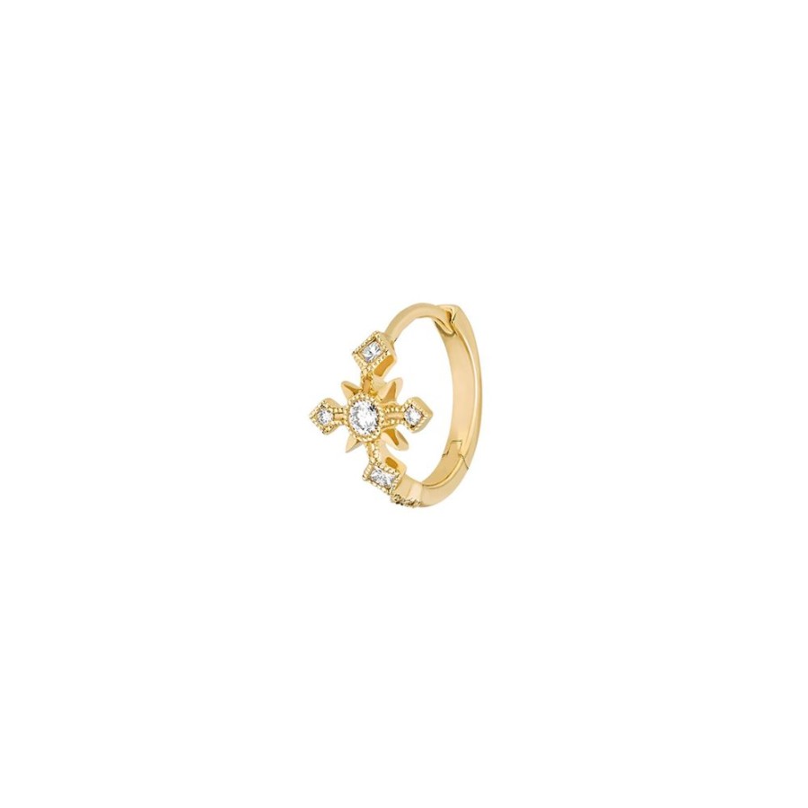 Jewelry Stone Paris | Glory Diamond Tiny Hoop - Yellow Gold