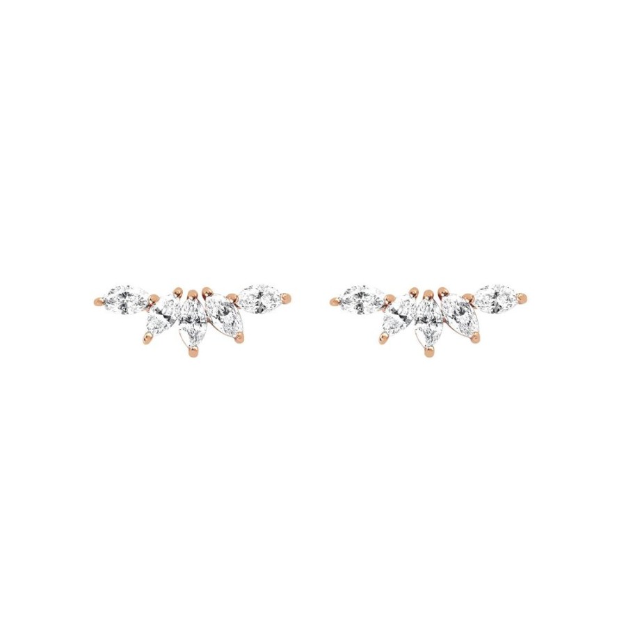 Jewelry EF Collection | Marquise Diamond Fan Earrings - Rose Gold