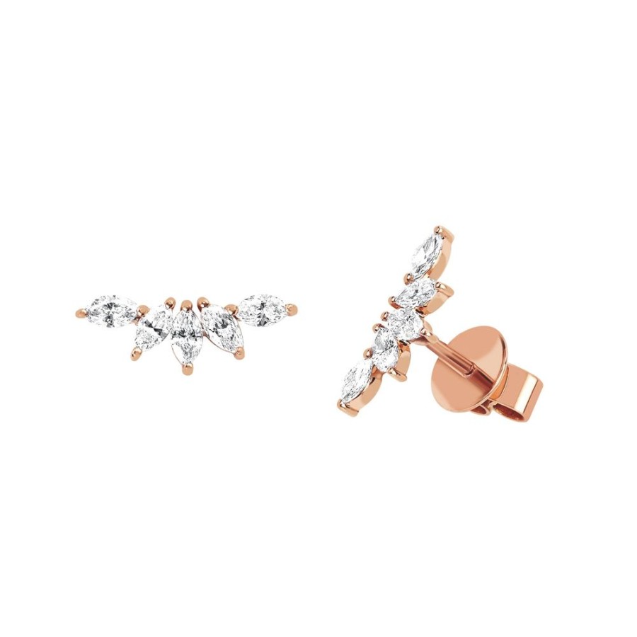 Jewelry EF Collection | Marquise Diamond Fan Earrings - Rose Gold