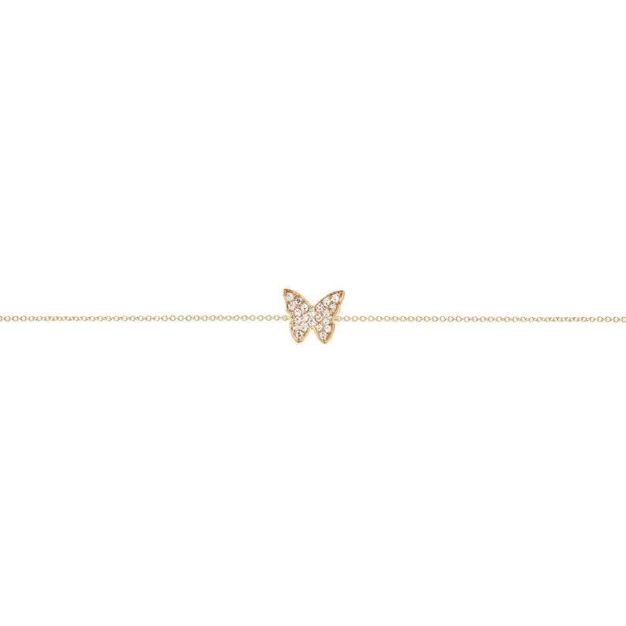 Jewelry EF Collection | Diamond Butterfly Bracelet - Yellow Gold