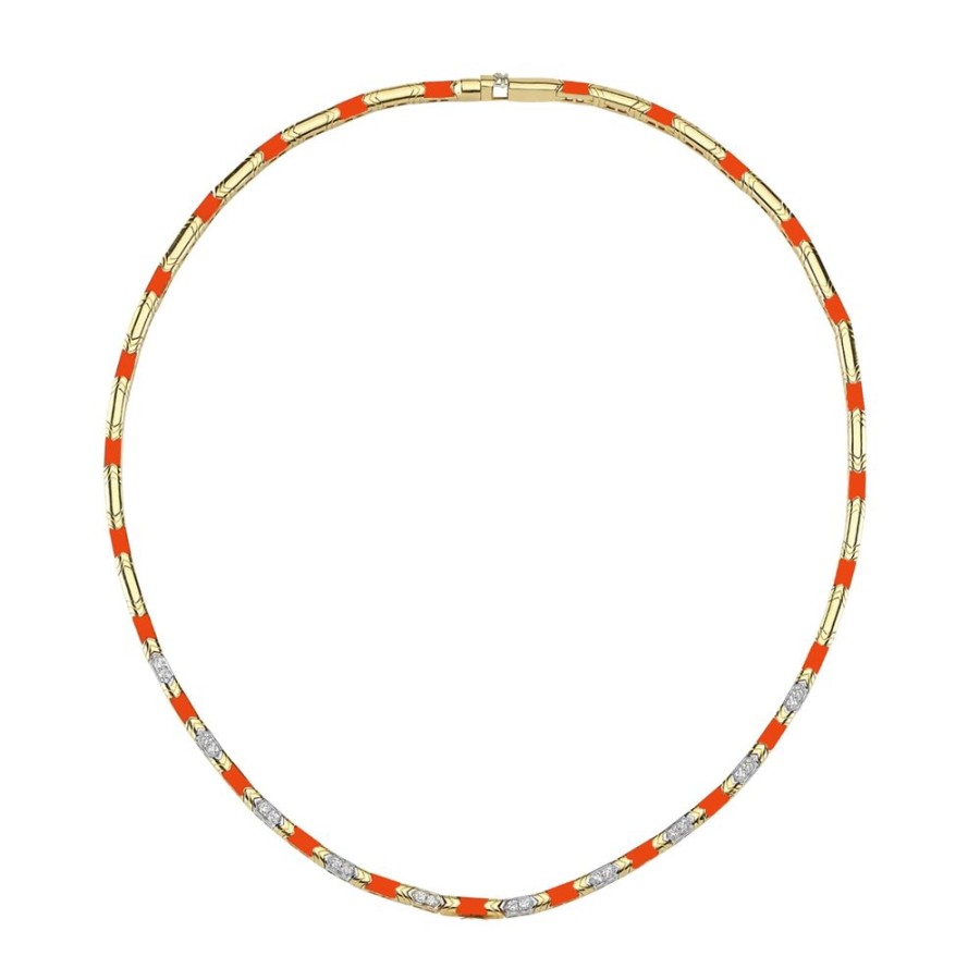 Jewelry Melis Goral | Coral Enamel Reflection Necklace