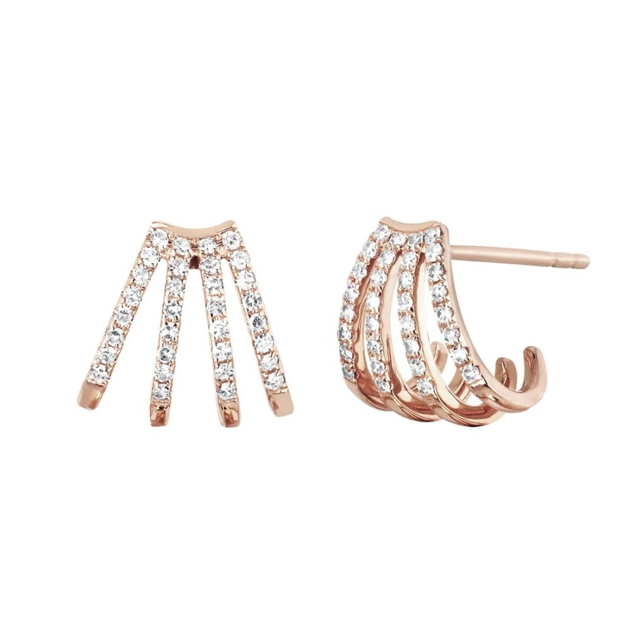 Jewelry EF Collection | Multi Diamond Huggies - Rose Gold