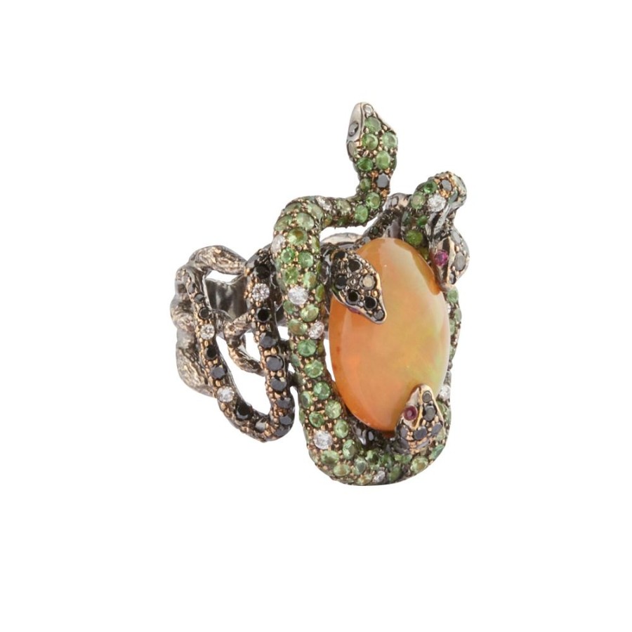 Jewelry Arunashi | Opal And Tsavorite Snake Ring