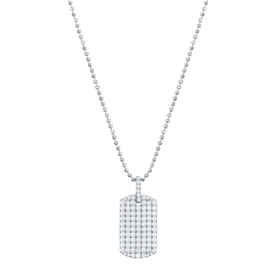 Jewelry Carbon & Hyde | Diamond Dog Tag Necklace - White Gold