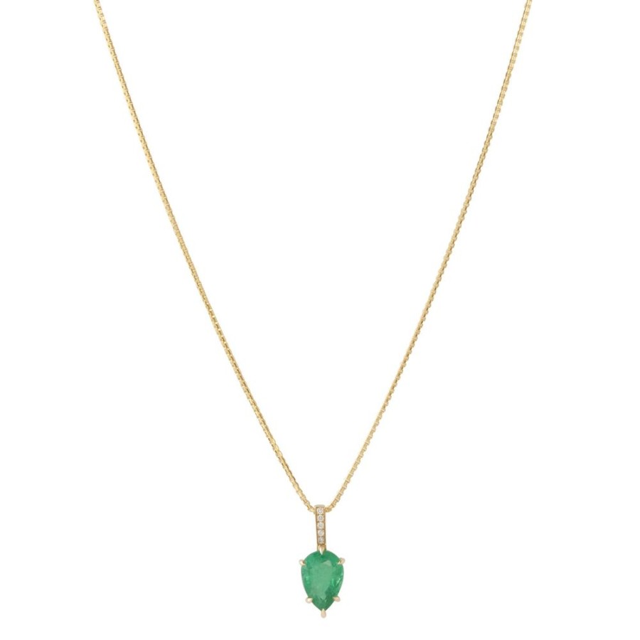 Jewelry YI Collection | Arrow Necklace - Emerald And Diamond