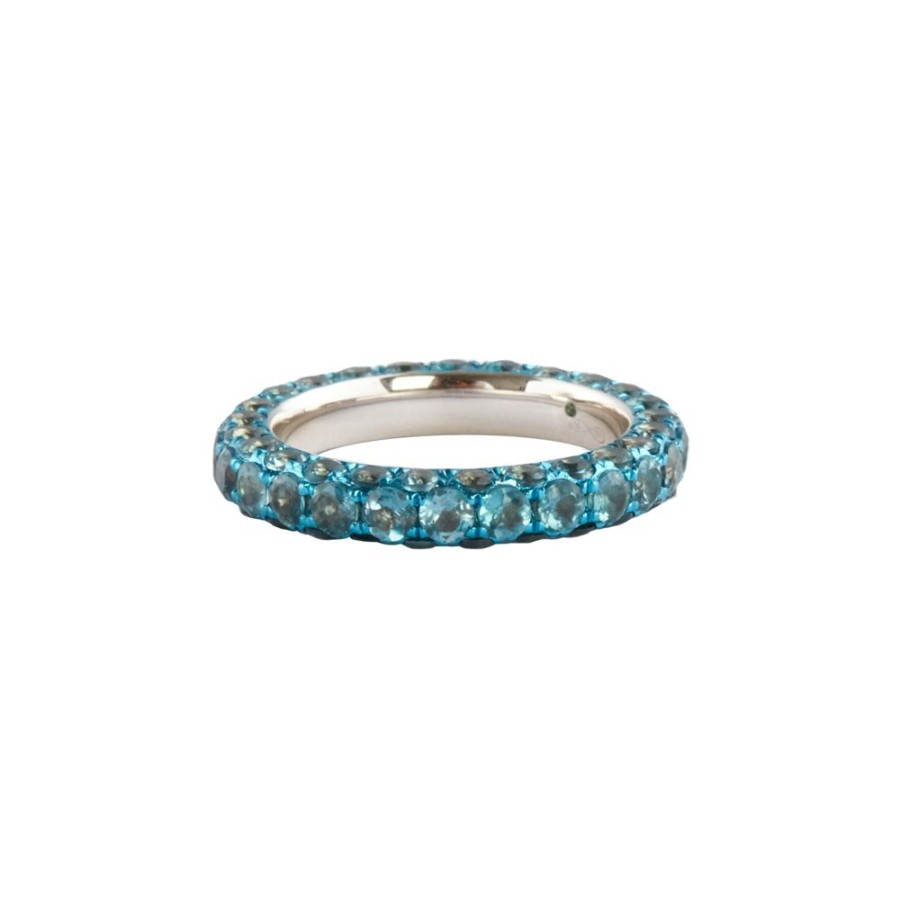 Jewelry Graziela | 3 Sided Ring - Swiss Blue Topaz And Blue Rhodium