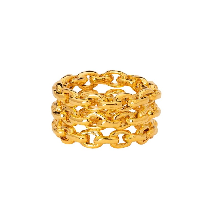 Jewelry Patcharavipa | Chain Three Row Ring - Yellow Gold