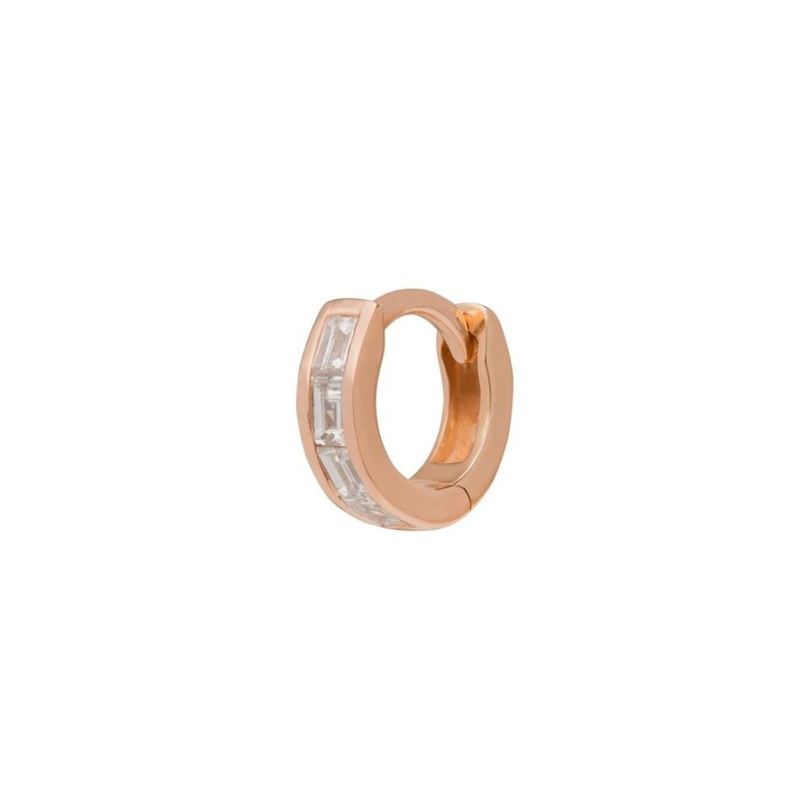 Jewelry Trouver | Half Baguette Huggie 5Mm - Rose Gold