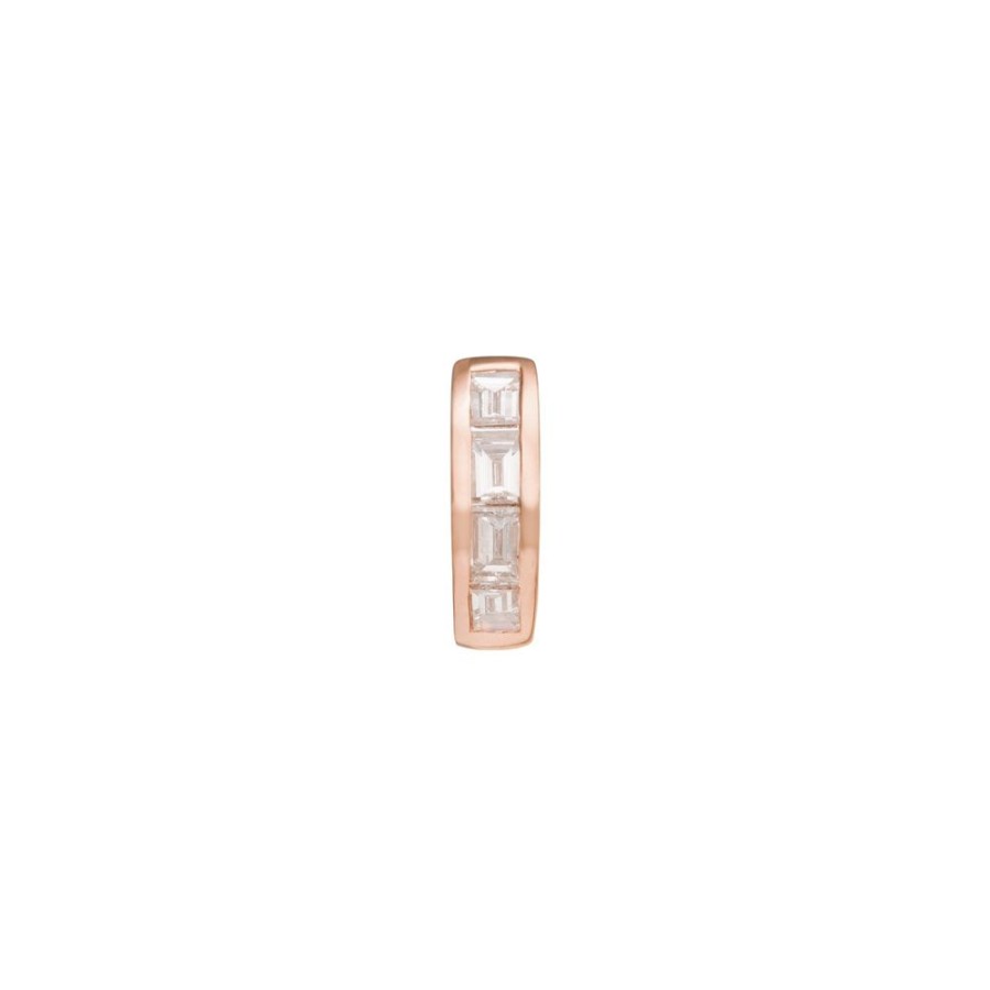 Jewelry Trouver | Half Baguette Huggie 5Mm - Rose Gold