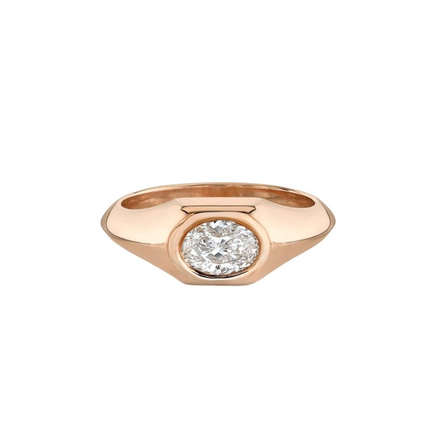 Jewelry Lizzie Mandler | Oval Signet Knife Edge Pinky Ring