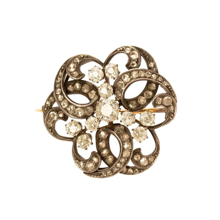 Jewelry Antique & Vintage Jewelry | Diamond Floral Patterned Pin