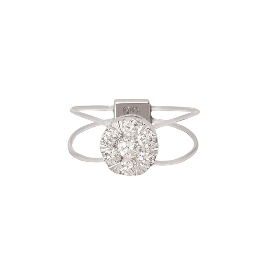 Jewelry Persée Paris | Floating Diamond Nylon Ring - White Gold