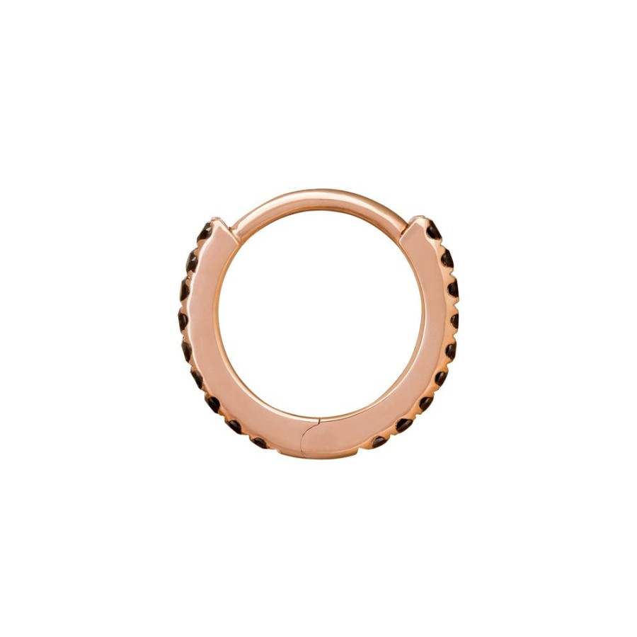 Jewelry Trouver | Paved Black Diamond Huggie 8Mm - Rose Gold