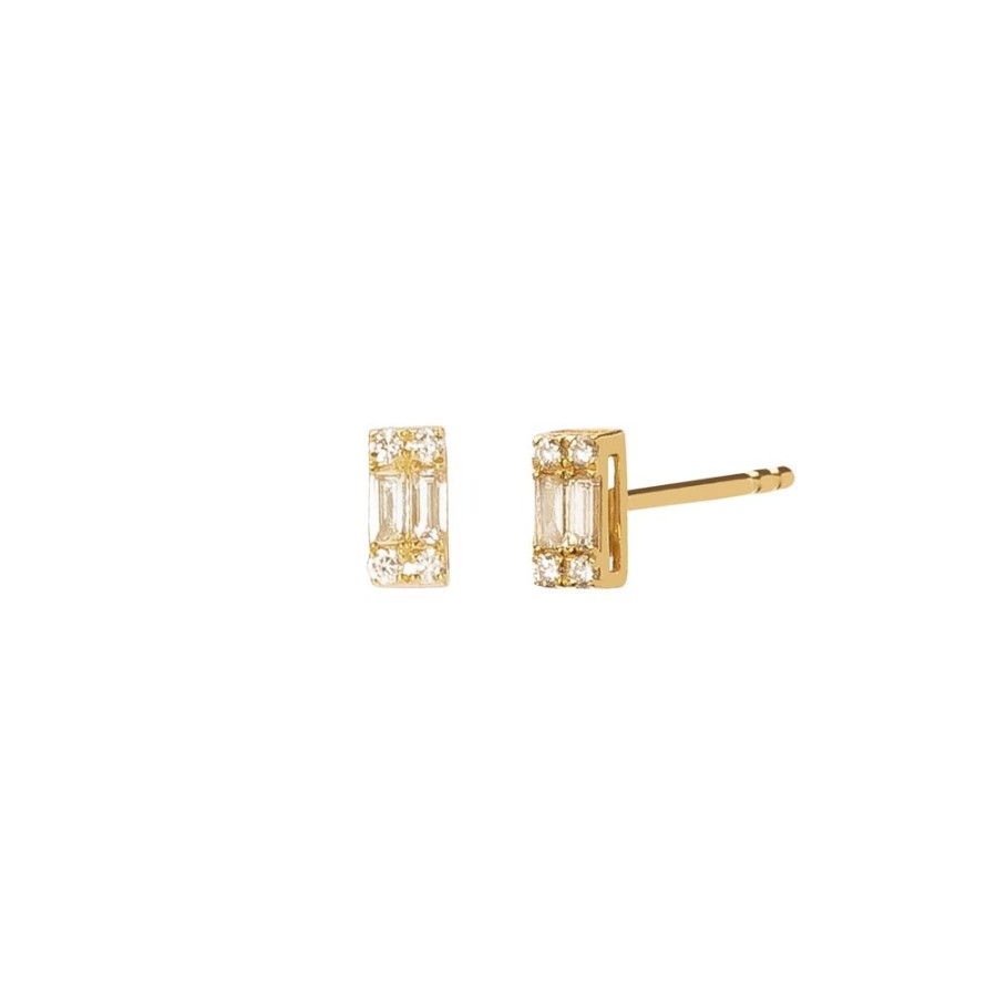 Jewelry Milamore | Baguette Diamond Earrings - Yellow Gold