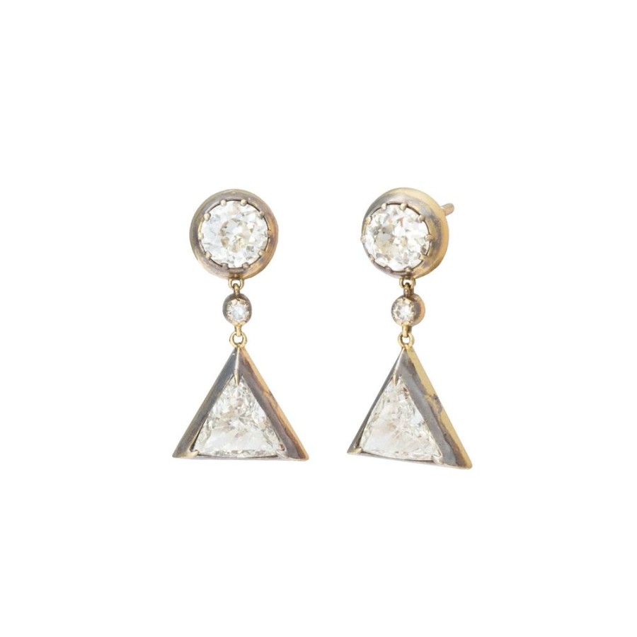 Jewelry Jenna Blake | Trillion Blackened Drop Diamond Earrings