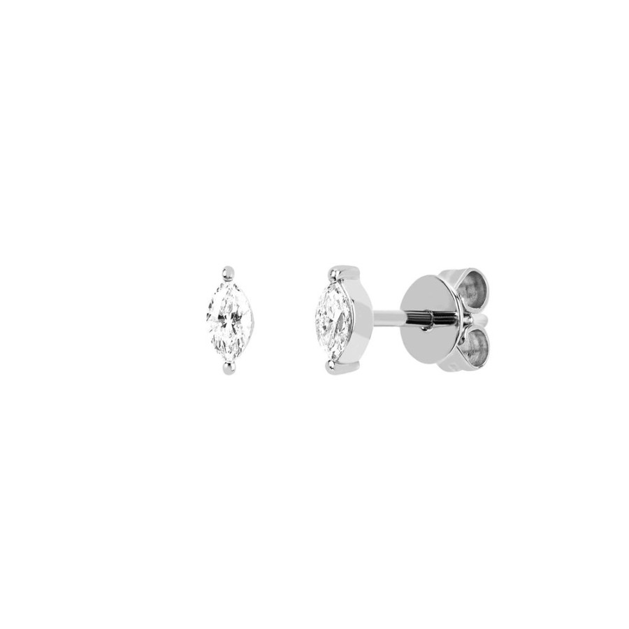 Jewelry EF Collection | Marquise Diamond Studs - White Gold