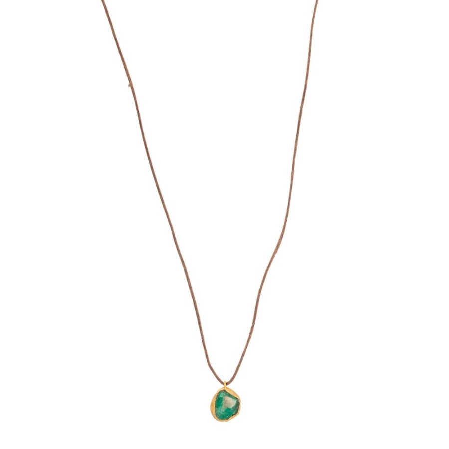 Jewelry Lou Zeldis & Liz Marx Studios | Raw Emerald Single Drop Pendant Necklace