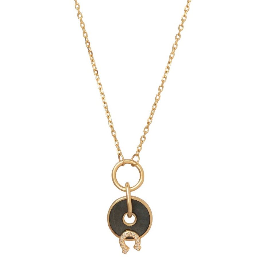 Jewelry Foundrae | Olive Horse Shoe Disk Necklace