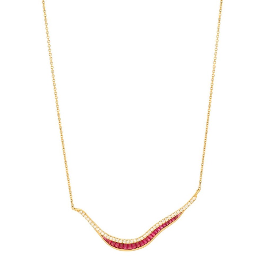 Jewelry Kavant & Sharart | Talay Wave Necklace - Ruby & Diamond