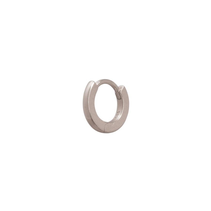 Jewelry Trouver | Solid Gold Huggie 6.5Mm - White Gold