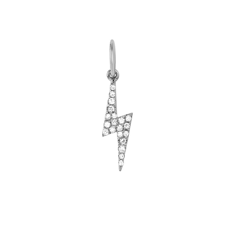 Jewelry EF Collection | Lightning Bolt Diamond Pendant - White Gold