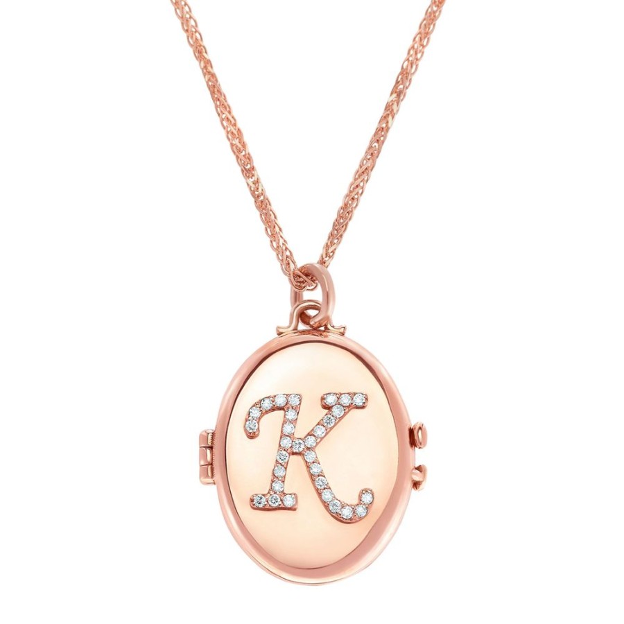 Jewelry Carbon & Hyde | Custom Initial Locket Necklace - Rose Gold