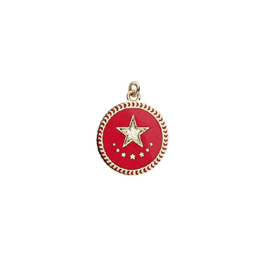 Jewelry Foundrae | Petite Champleve Star Medallion - Red