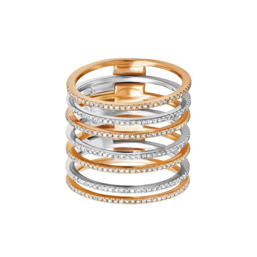 Jewelry Graziela | Mega 2-In-1 Band Ring - Yellow & White Gold